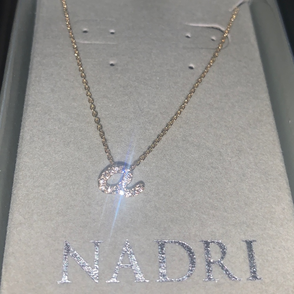 Nadri Gold cz “a” Initial necklace NWT